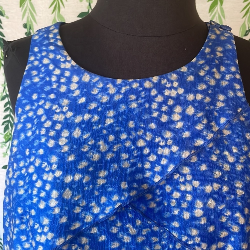 Size 10P Ann Taylor Blue/White Layered Dress A5 - Picture 4 of 5